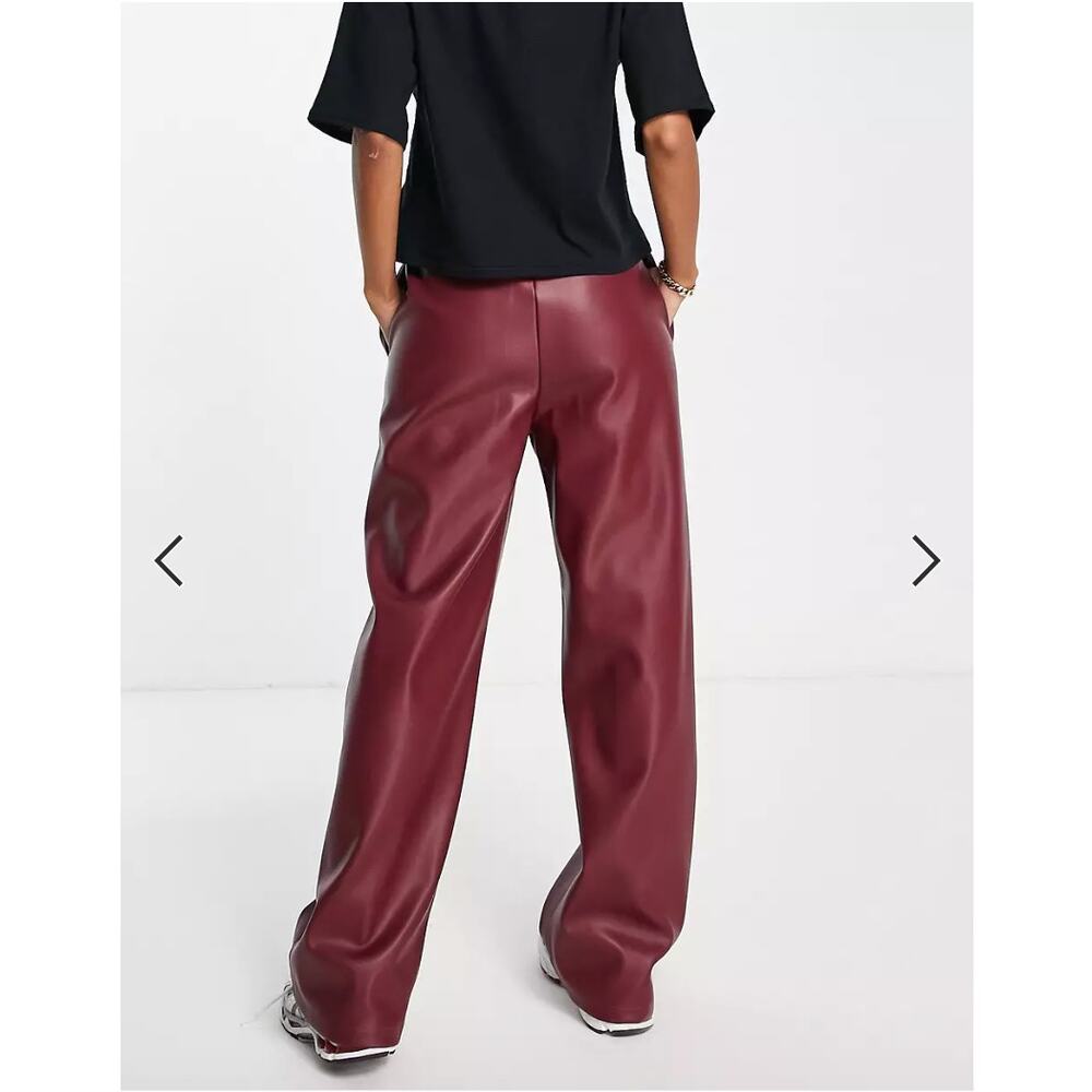 ASOS Burgundy Wide Leg Pants - Picture 2 of 11